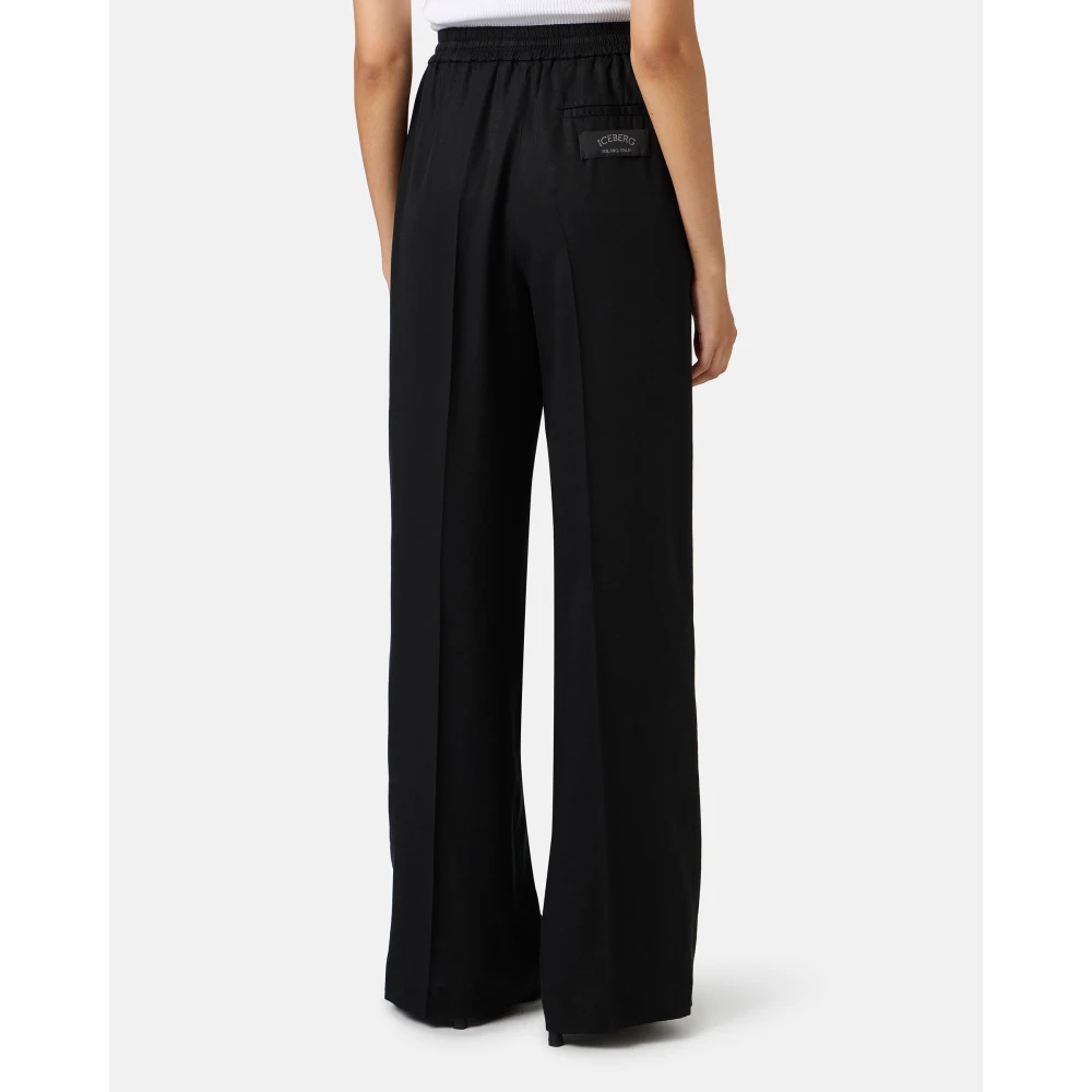 Iceberg Zwarte jogger fit broek in vloeiende tencel stof Black Dames