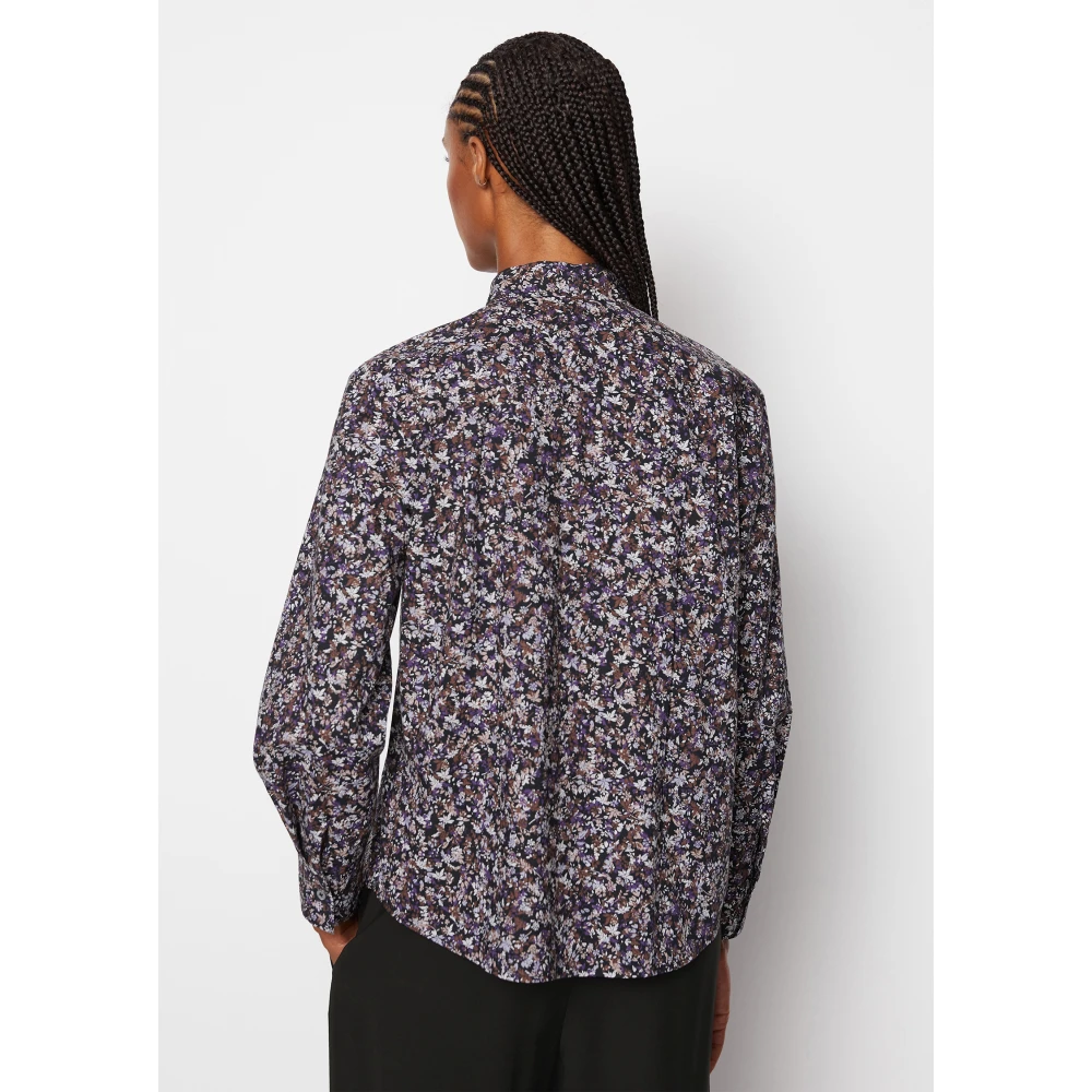 Marc O'Polo Uitlopende blouse met allover-print Blue Black Purple Dames