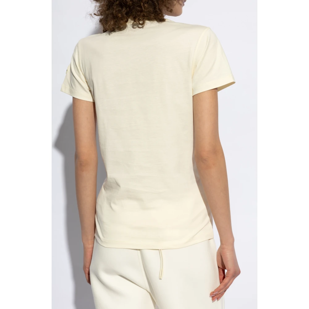 Moncler T-shirt met glinsterende applicaties Beige Dames