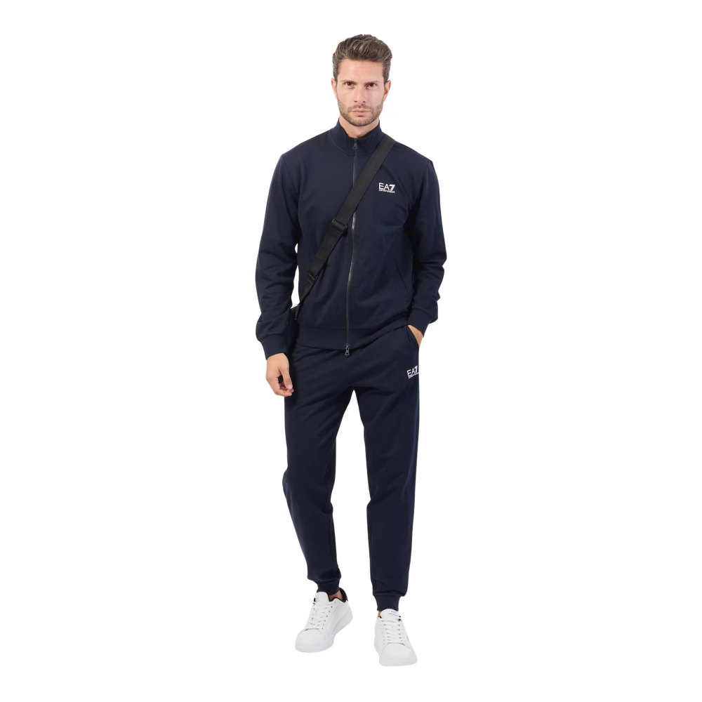 Emporio Armani Blauw Katoenen Trainingspak Set Blue Heren