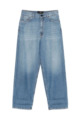 Puderblå knappfäst jeans