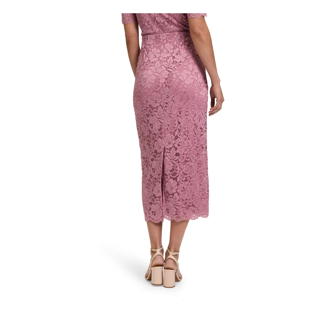 Vera Mont Elegante Kanten Rok met Strikdetail Pink Dames