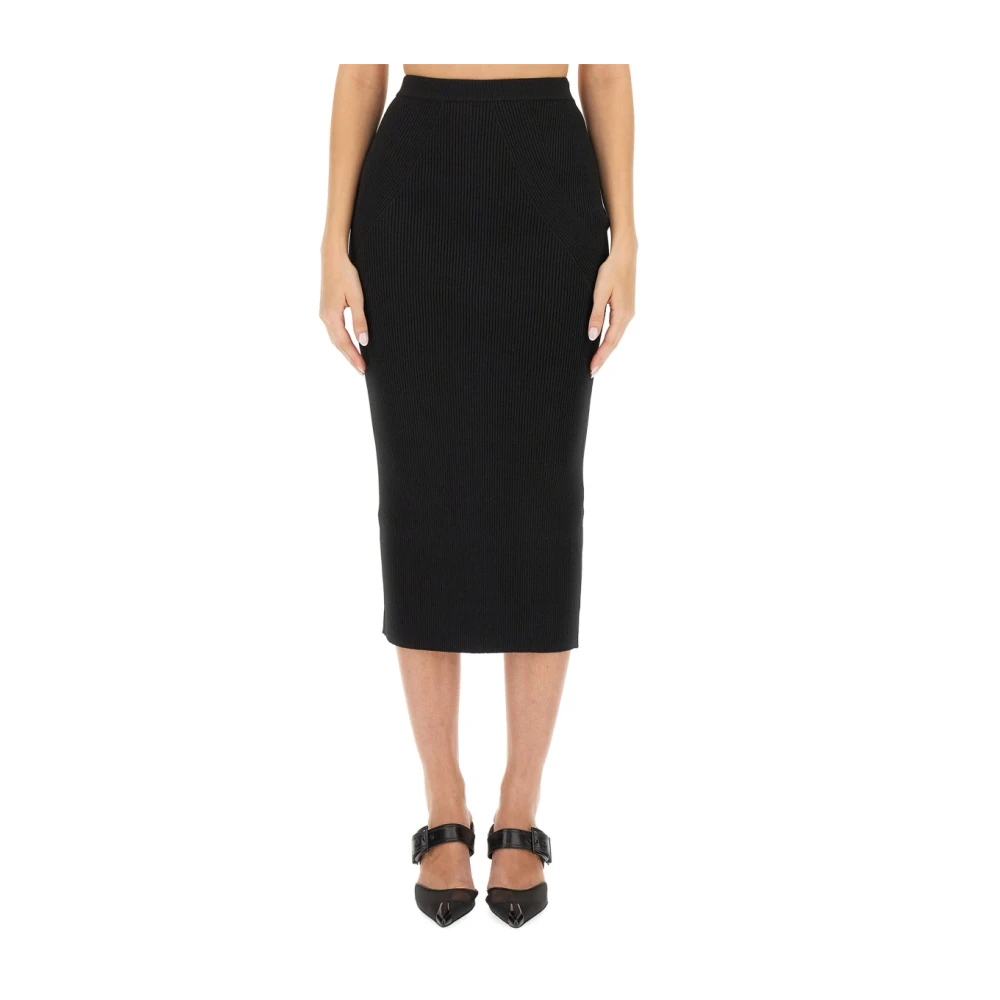 Alexander mcqueen Wollen Slim Fit Pencil Rok Black Dames