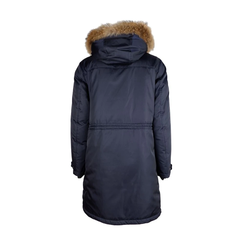 add Blauwe Nylon Donsjas met Bont Capuchon Blue Heren