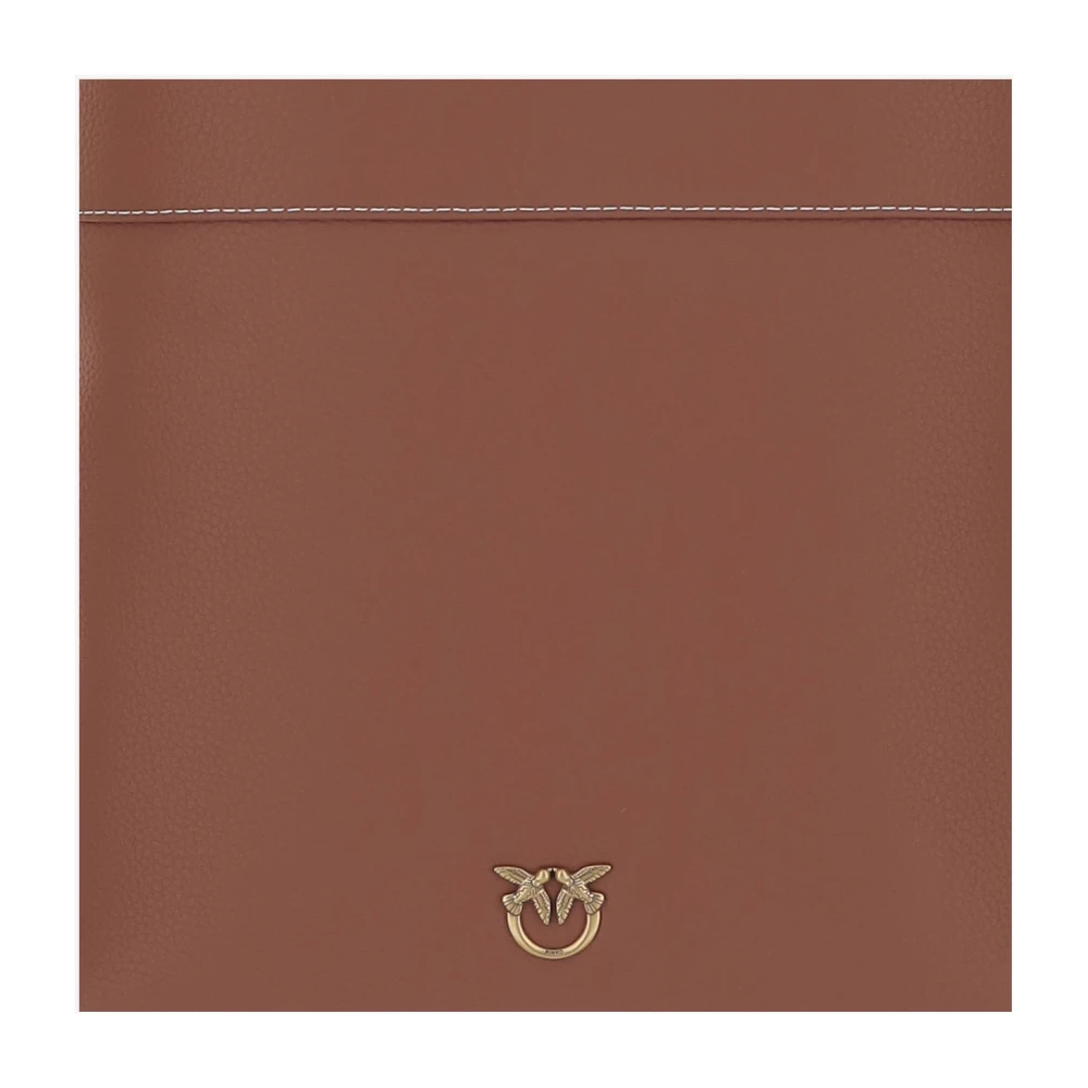 pinko Leren schoudertas met Love Birds Brown Dames