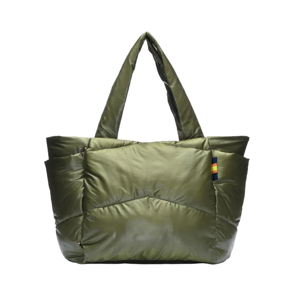 K-way Groene Iridescent Nylon Diamant Gestikte Tas Green Dames