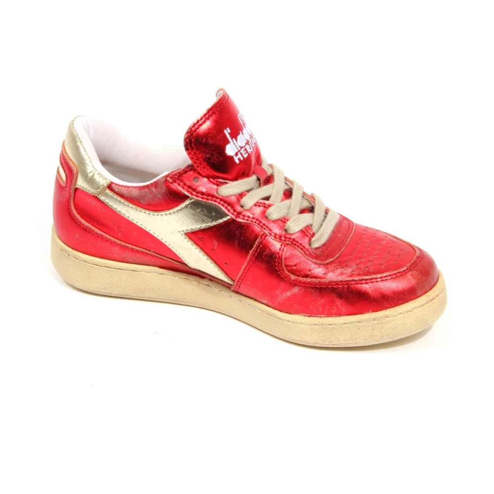 Diadora Vintage Metallic Basket Low Schoenen Dames Schoenen Rood