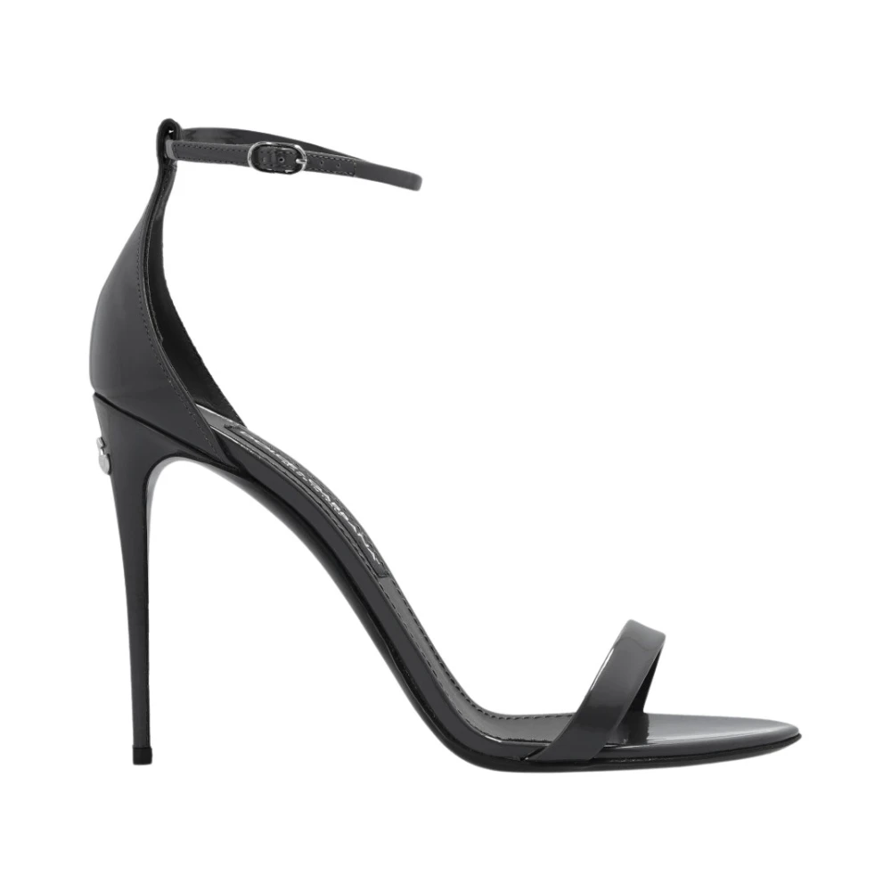 Dolce & Gabbana Women's Gray Keira Glossy Heeled Sandals