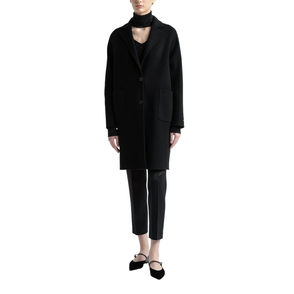 PESERICO Nieuwe wol en kasjmier jas Black Dames