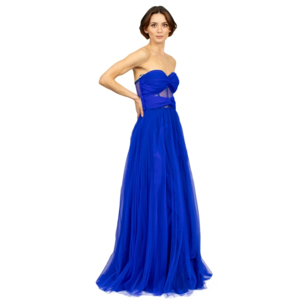 19:13 Dresscode Blauwe Tule Lange Jurk met Sweetheart Halslijn Blue Dames