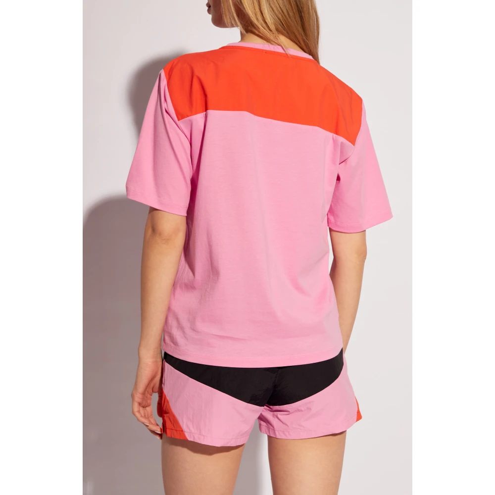 Emporio Armani EA7 T-shirt met logo patch Pink Dames