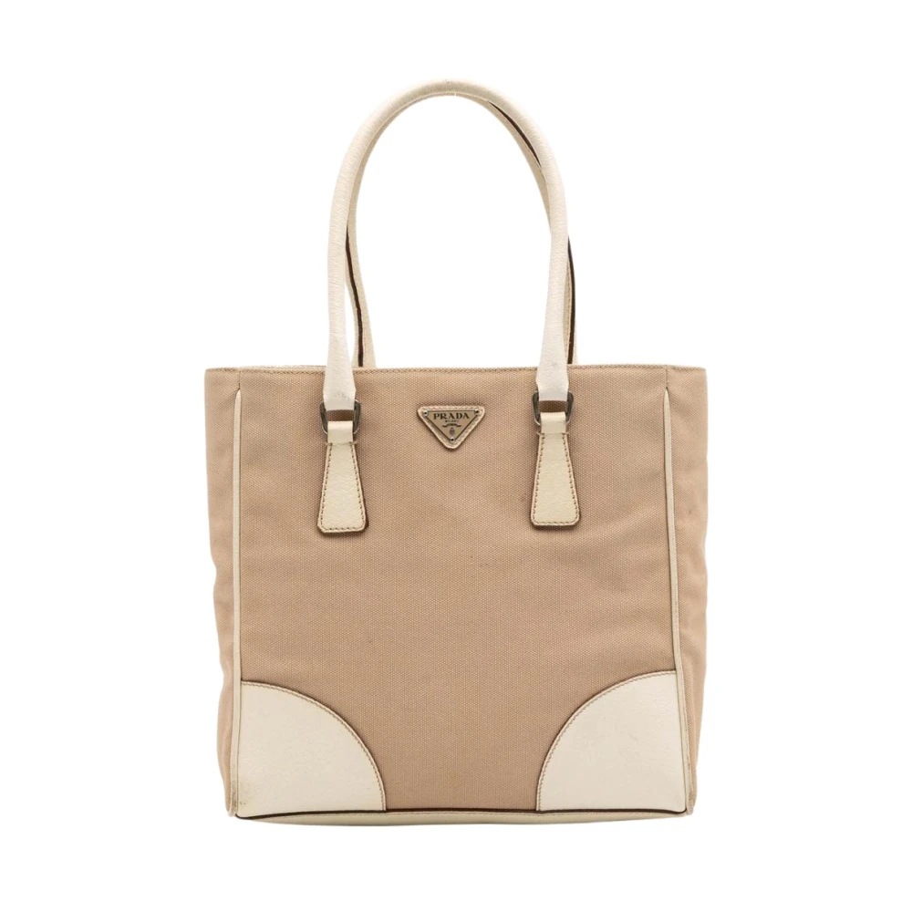 Prada Vintage Women's Brown Pre-Owned Canvas Tote Bag