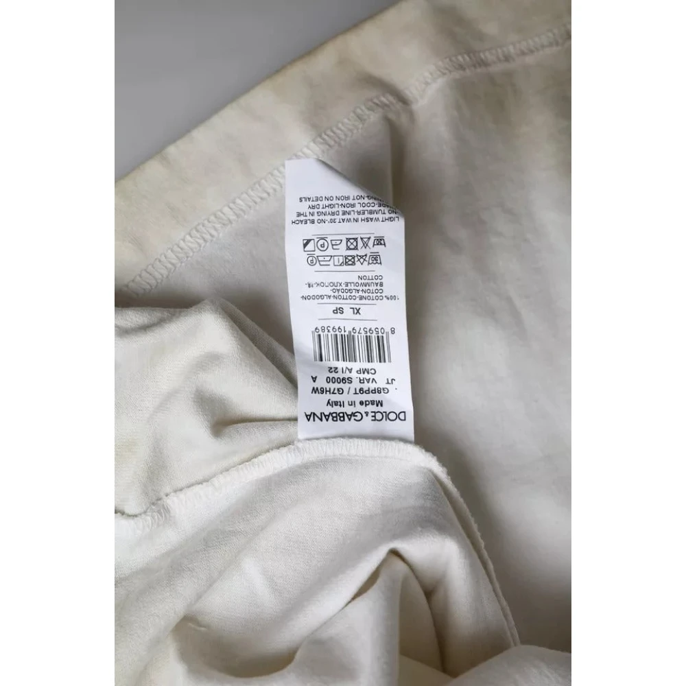 Dolce & Gabbana Off-White Logo Katoenen T-Shirt White Heren