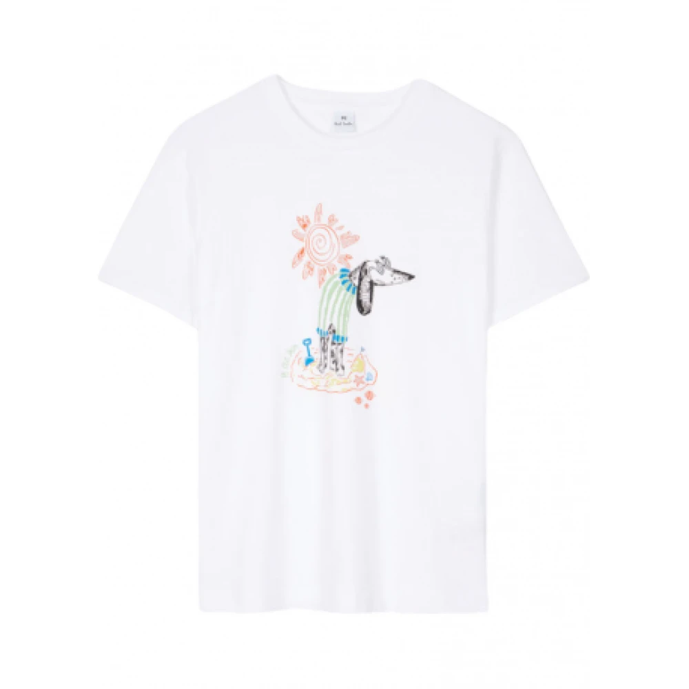 Paul Smith Biologisch Katoen Beach Dog Print T-shirt White Dames