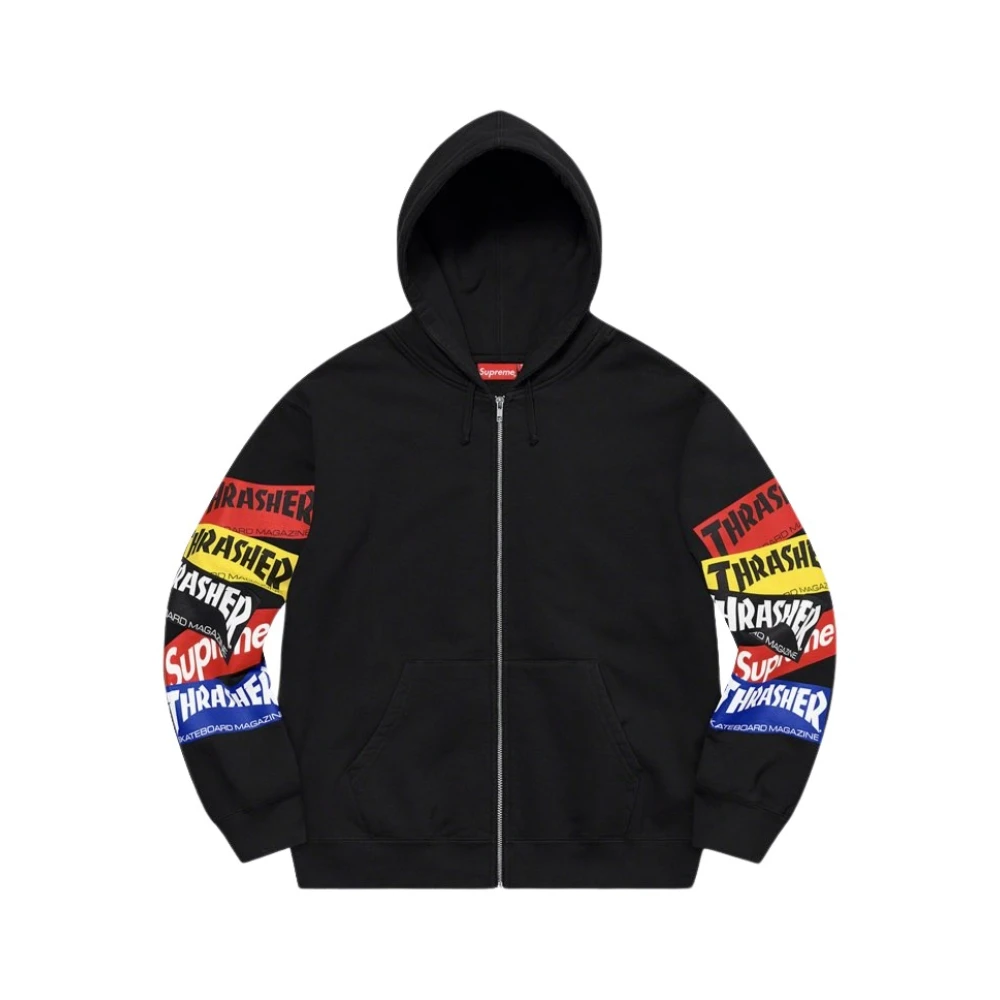 Supreme Beperkte oplage Multi Logo Zip Up Hoodie Zwart Black Heren