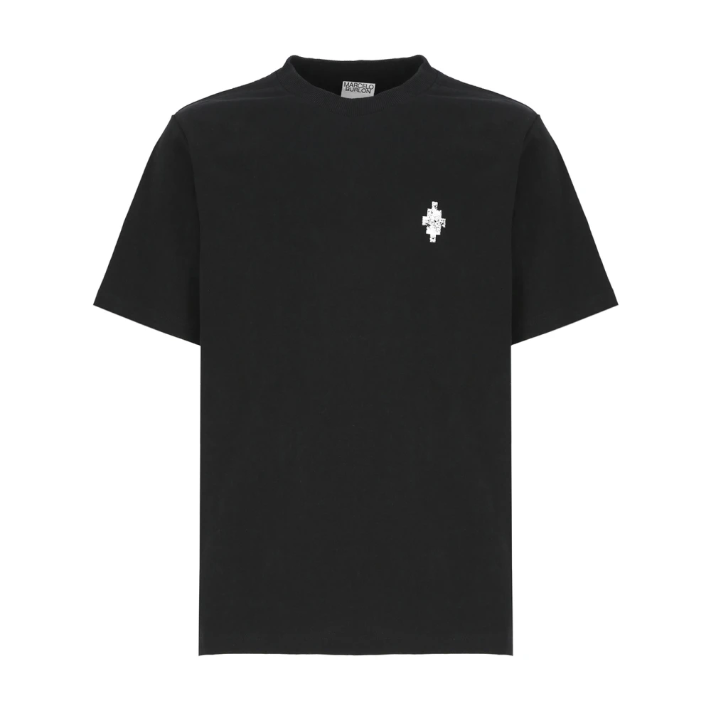 Marcelo Burlon Zwart T-shirt met bedrukte logo's Black Heren