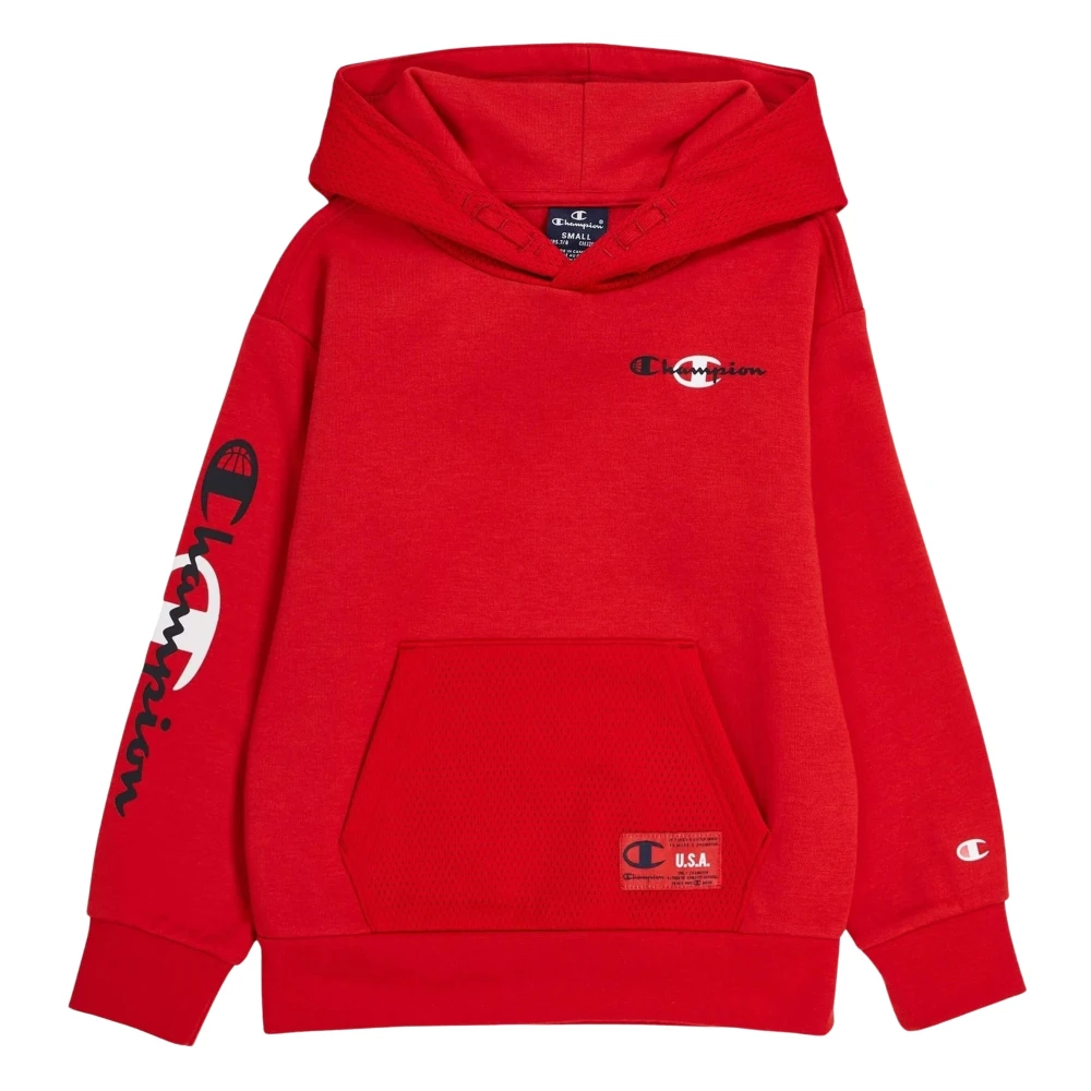 Champion Basketball Logo Hoodie för Barn Red, Unisex