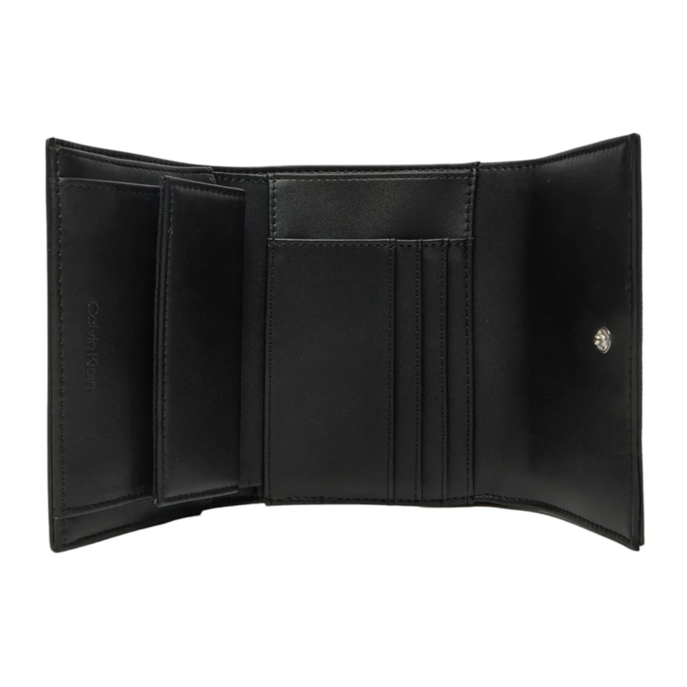 Calvin Klein Zwarte Effen Polyurethaan Damesportemonnee Black Dames