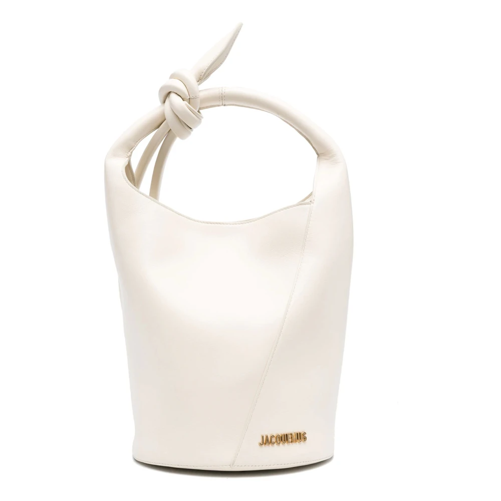 Jacquemus Witte Mini Knotted Bucket Tas White Dames