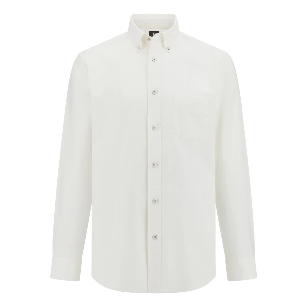Boggi Milano Mannelijk Wit Overhemden Heren, S, Katoen, Regular Fit Oxford Katoenen Overhemd