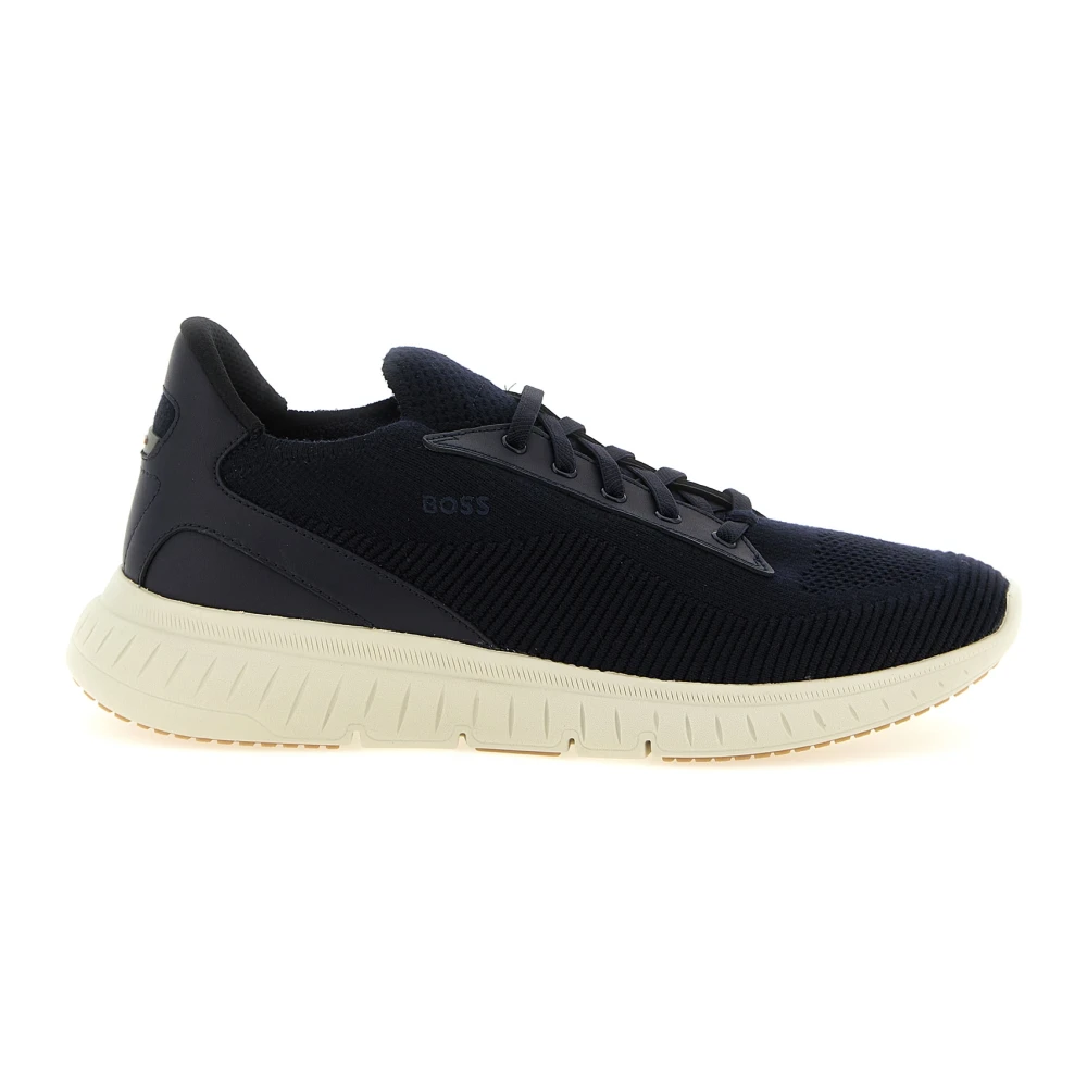 Hugo Men's Blue Sneakers, 7 Uk, Ttanis Knit Sneaker