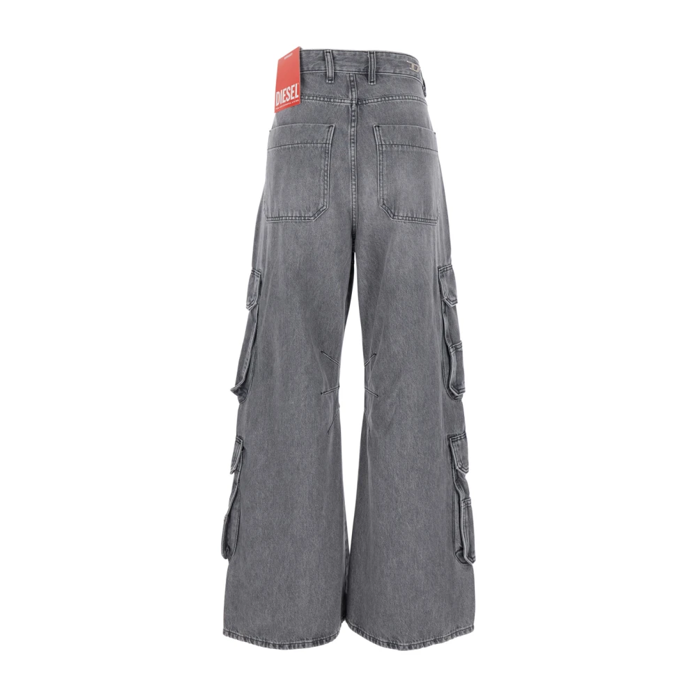 Diesel Grijze Cargo Jeans met Vervaagd Effect Gray Dames