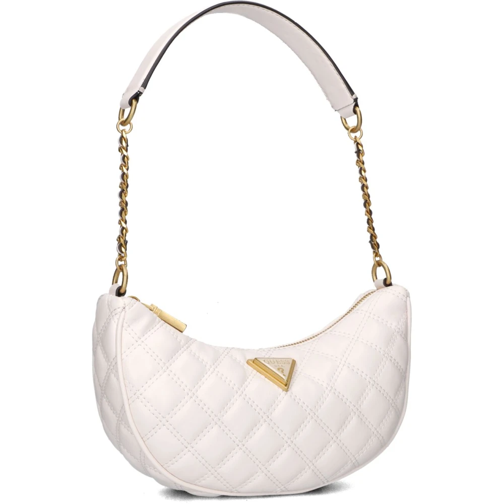 Guess Witte leren schoudertas met top rits White Dames