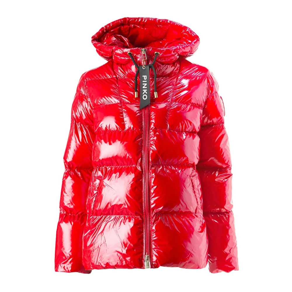 Pinko Gewatteerde capuchonjas Love Birds Red Dames