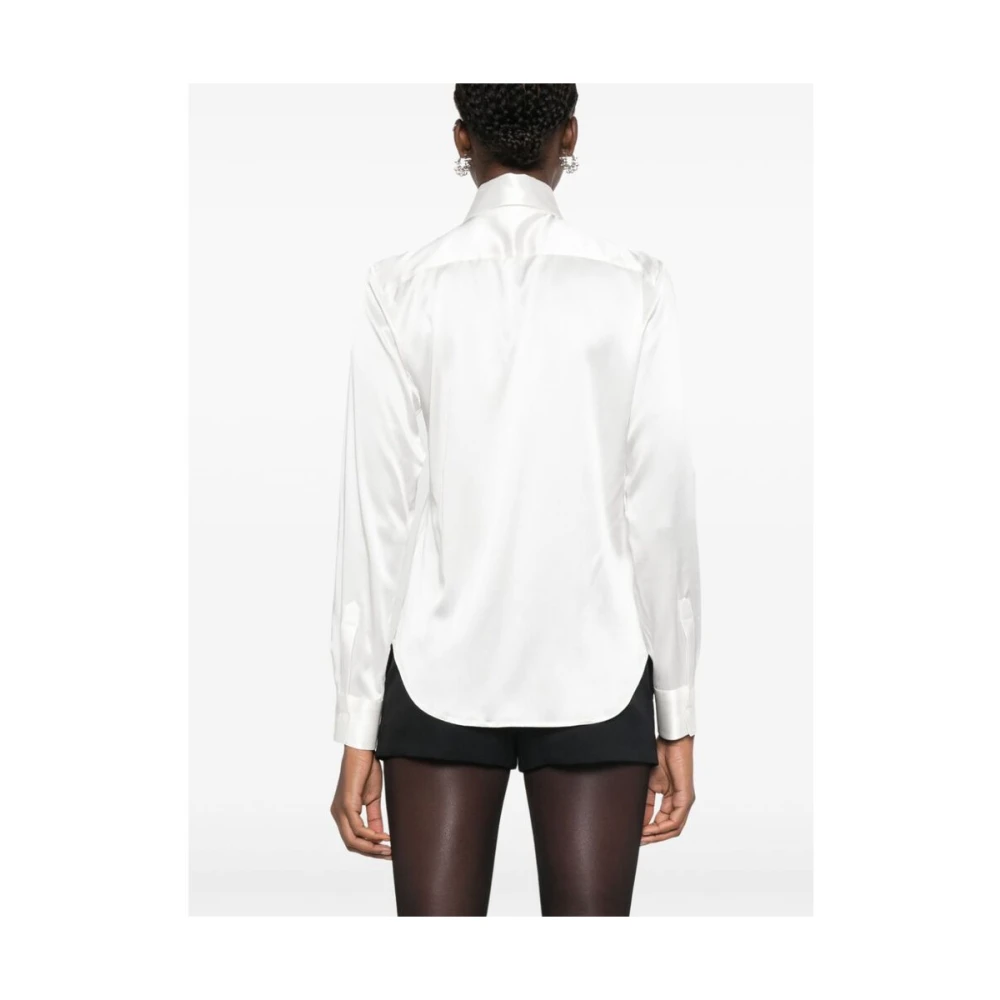 Mazzarelli Witte Zijdeblend Satijnen Overhemd White Dames