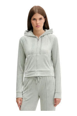 Outline Diamanté Velour Zip-Through Hoodie