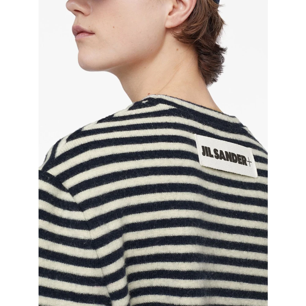 Jil Sander Gestreepte wollen trui Black Heren