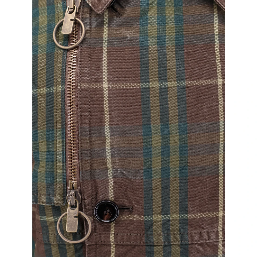 Burberry Geruite Motief Katoenen Trenchcoat Brown Heren