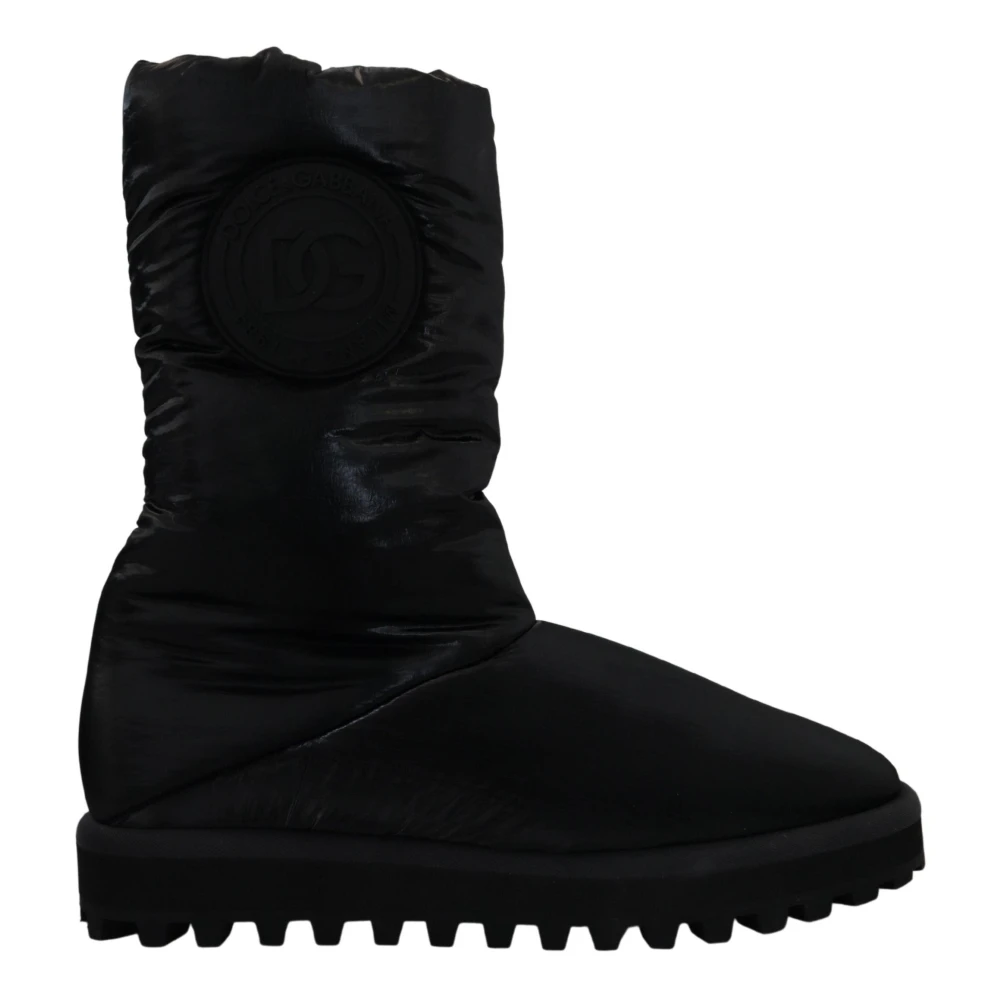 Dolce & Gabbana Women's Black Padded Mid Calf Winter Boots