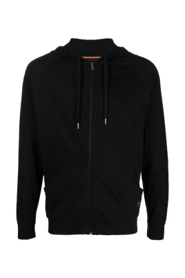 Bomullsjersey Zip Lounge Hoodie