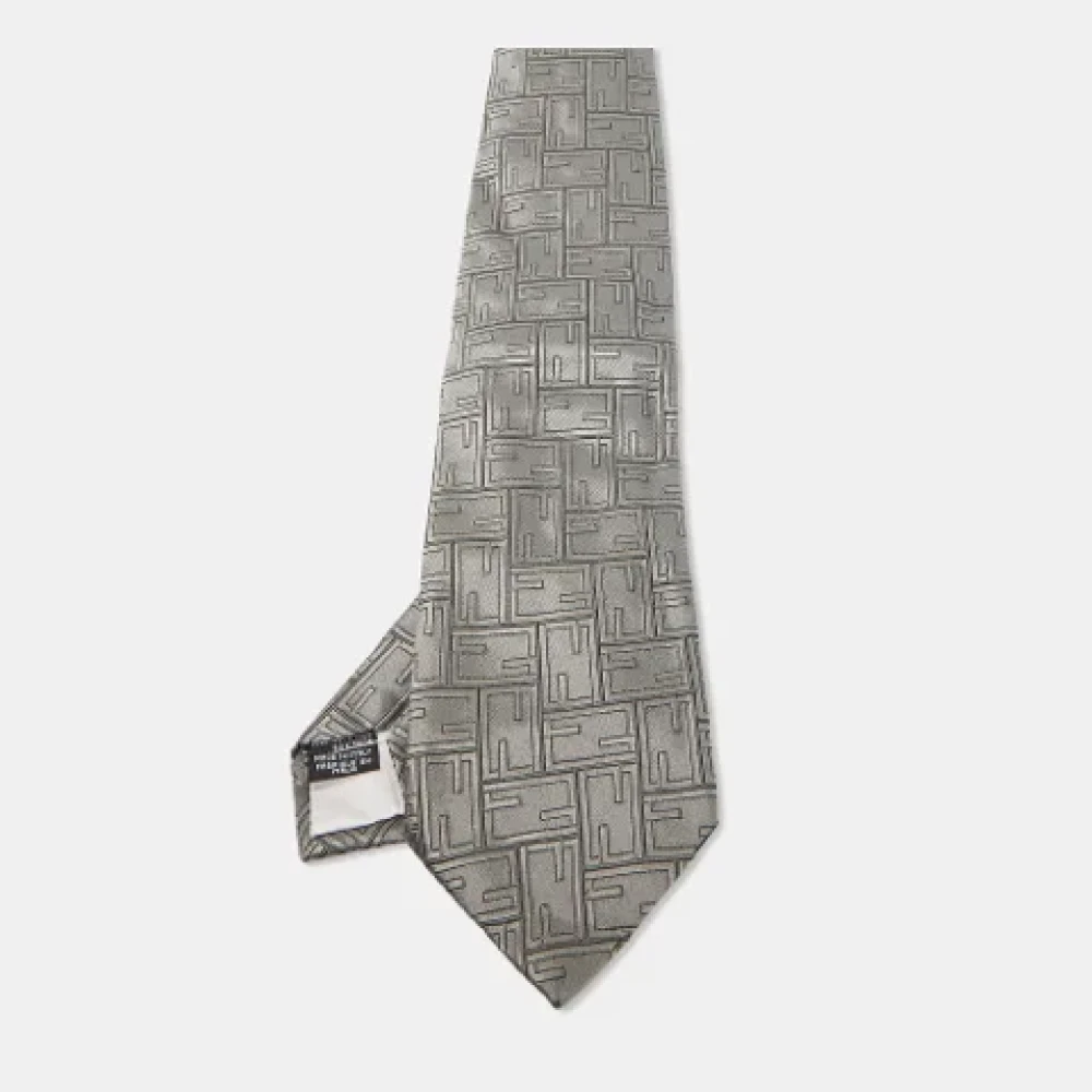 Fendi Vintage Pre-owned Silk home-office Gray Heren