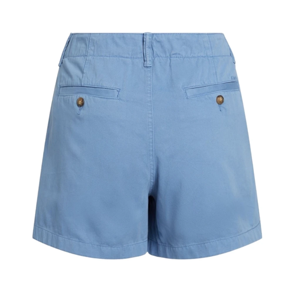 Ralph Lauren Chino Shorts met Omgeslagen Zoom Blue Dames