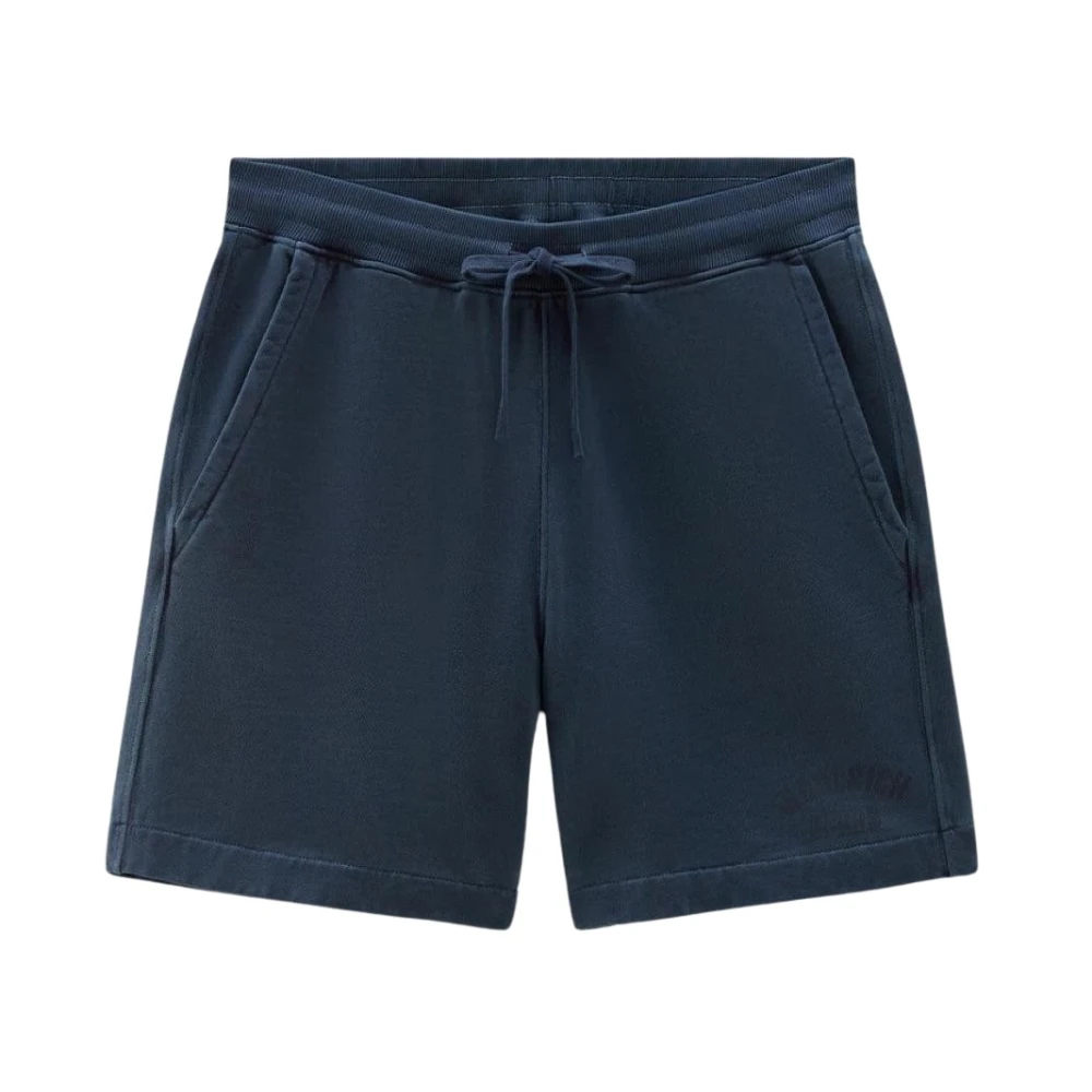 Woolrich Navy Logo Elastische Taille Shorts Blue Heren