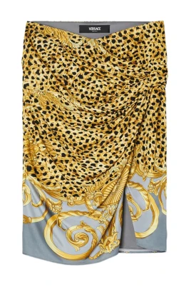 Cheetah Foulard Draped Midi Skirt