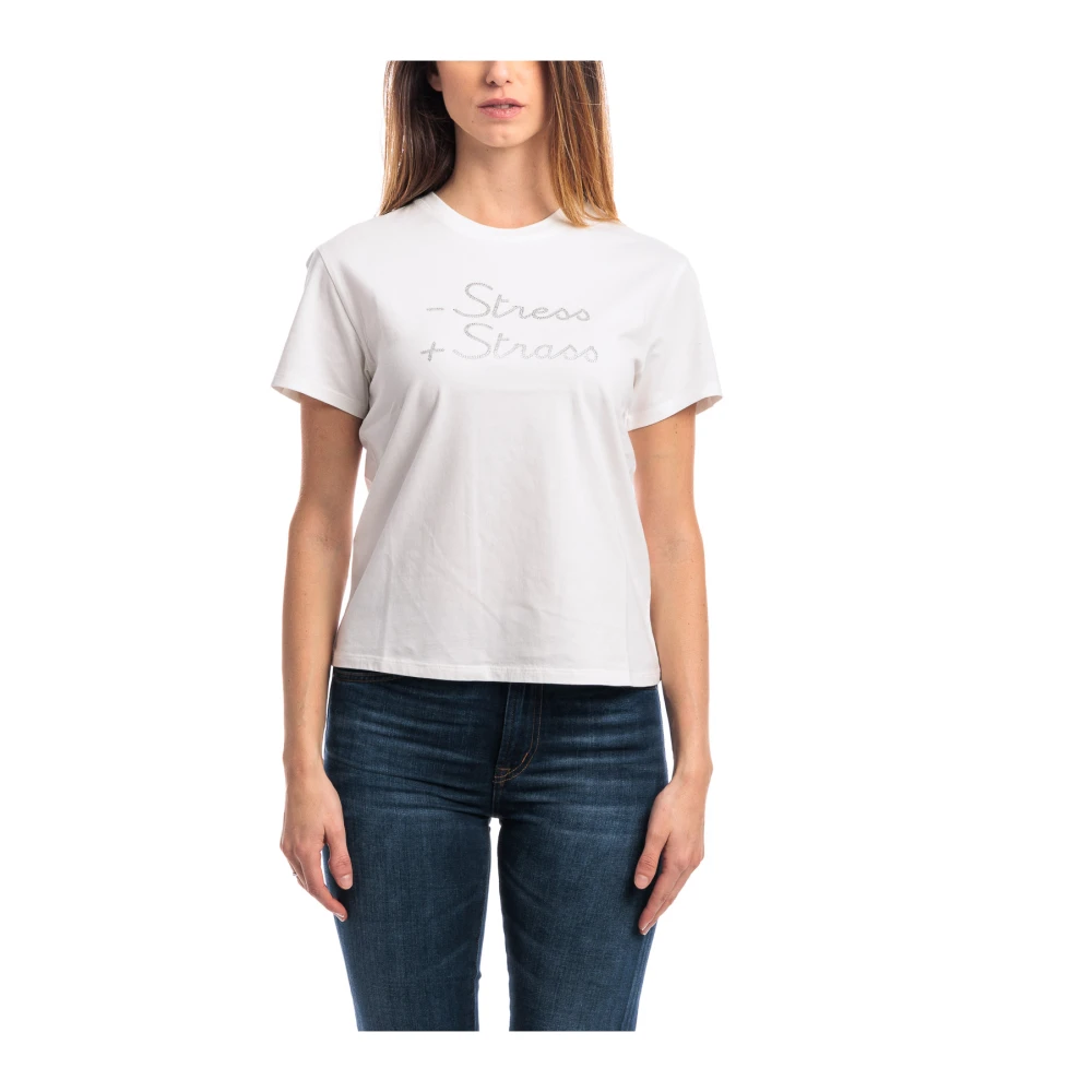 MC2 Saint Barth Emilie W. T-shirt met strass logo White Dames