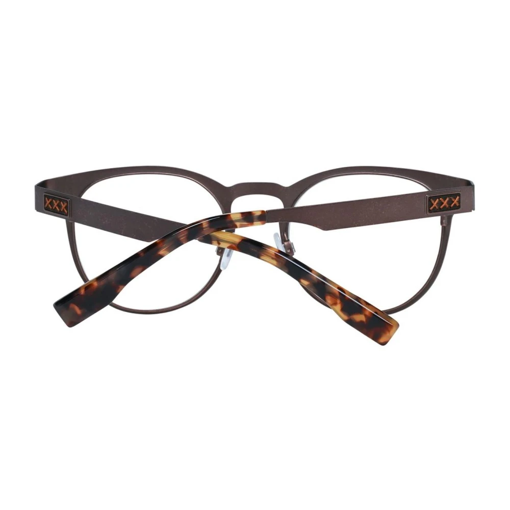 Ermenegildo Zegna Bronzen Ronde Titanium Optische Monturen Brown Heren