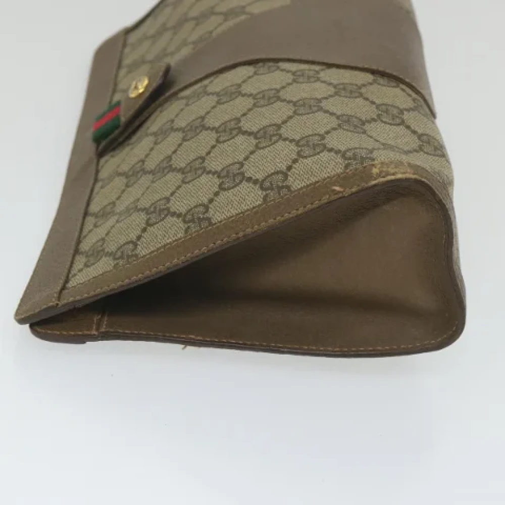 Gucci Vintage Pre-owned Canvas clutches Beige Dames