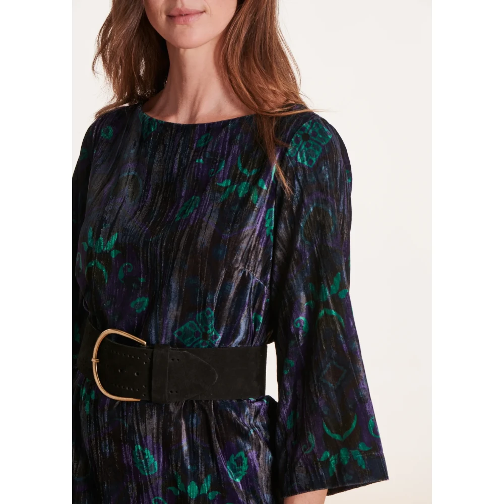 La Fée Maraboutée Blauw en groen fluwelen trapeze jurk Multicolor Dames