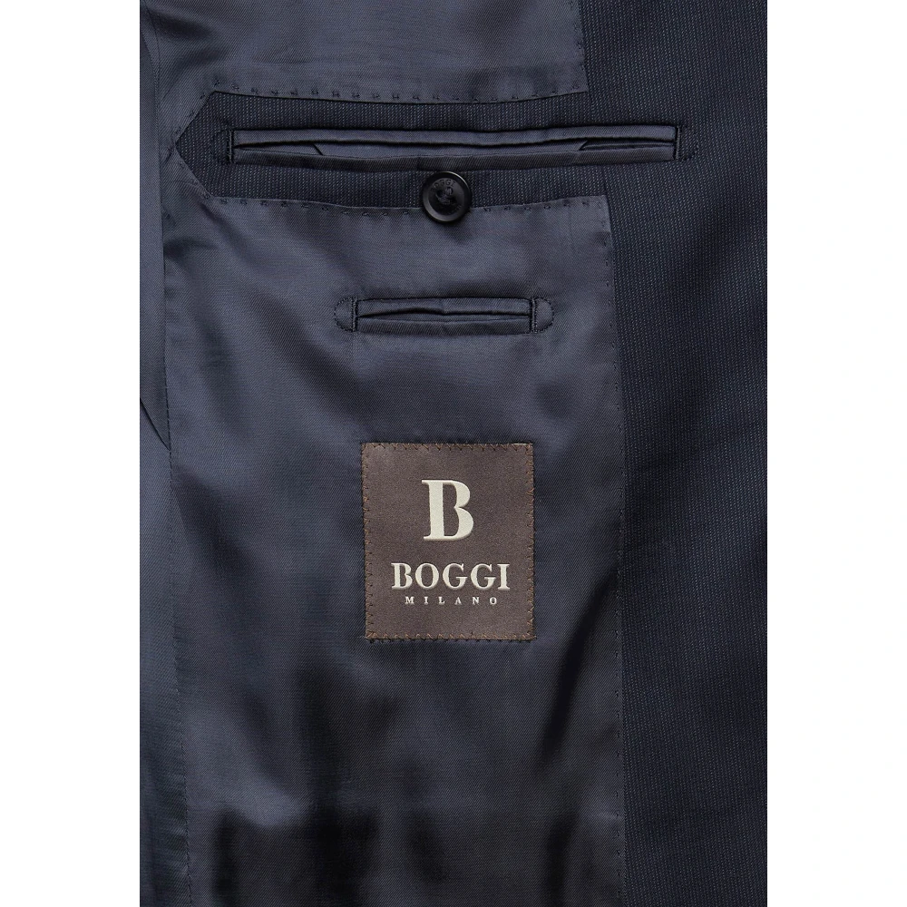 Boggi Milano Pinstripe Stretch Wol Pak Blue Heren
