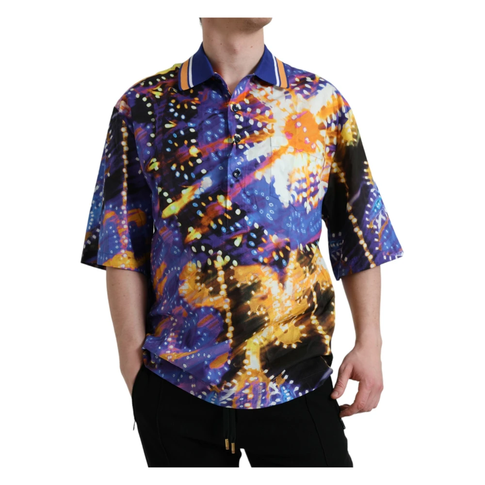 Dolce & Gabbana Luminarie Print Katoenen Casual Shirt Multicolor Heren