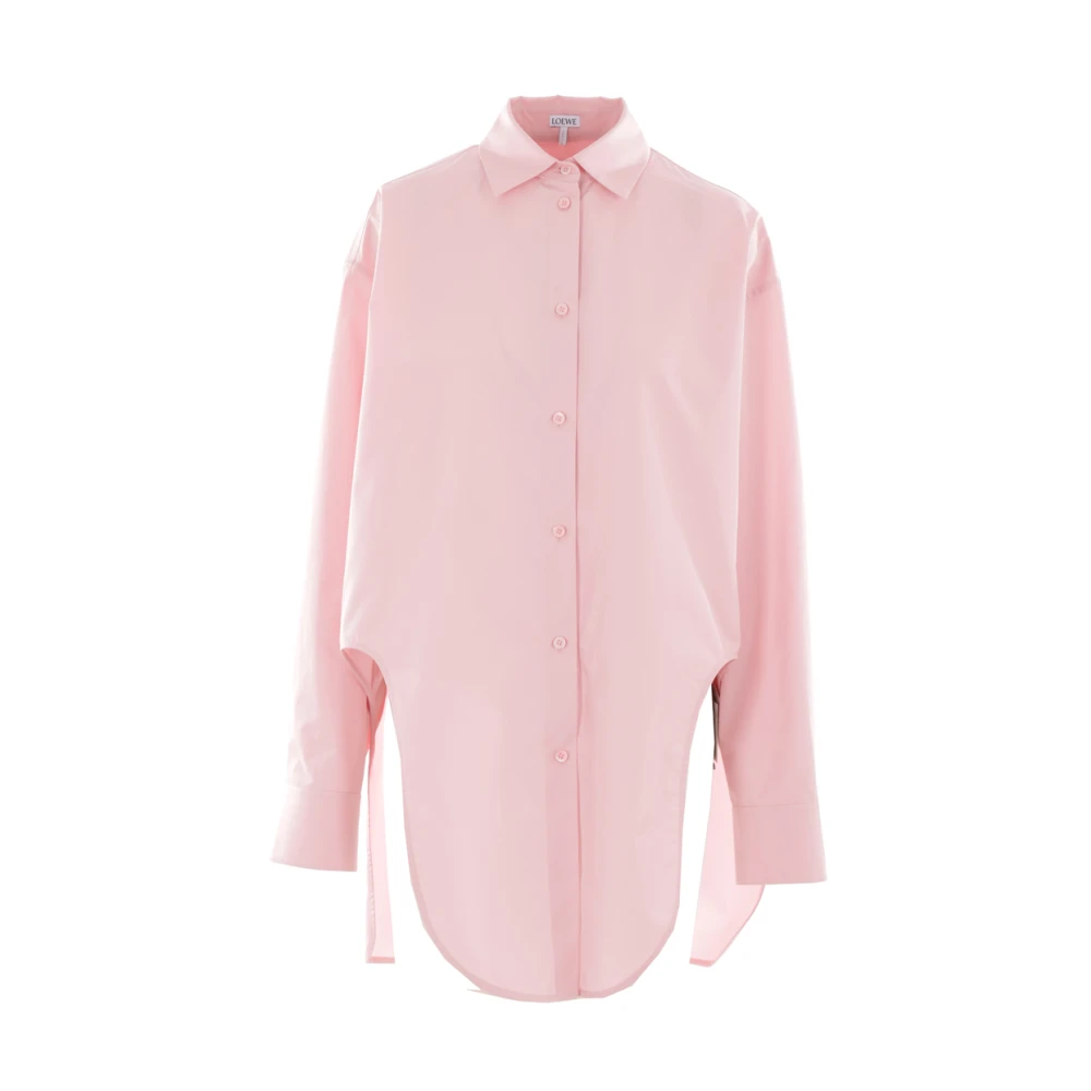 Loewe Roze oversized katoenen overhemd met Anagram borduurwerk Pink Dames