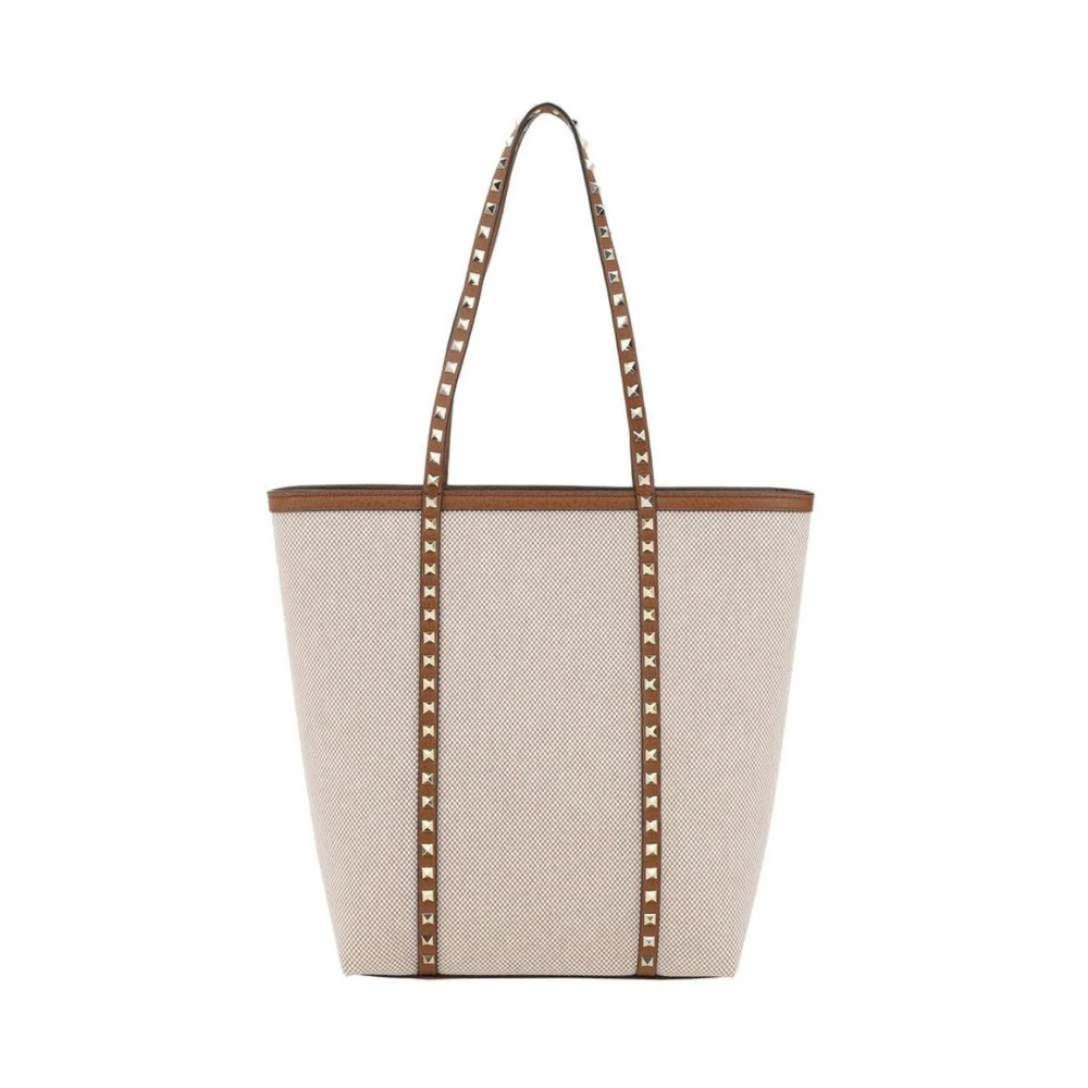 Valentino Garavani Canvas Tote met Stud Detailing Beige Dames