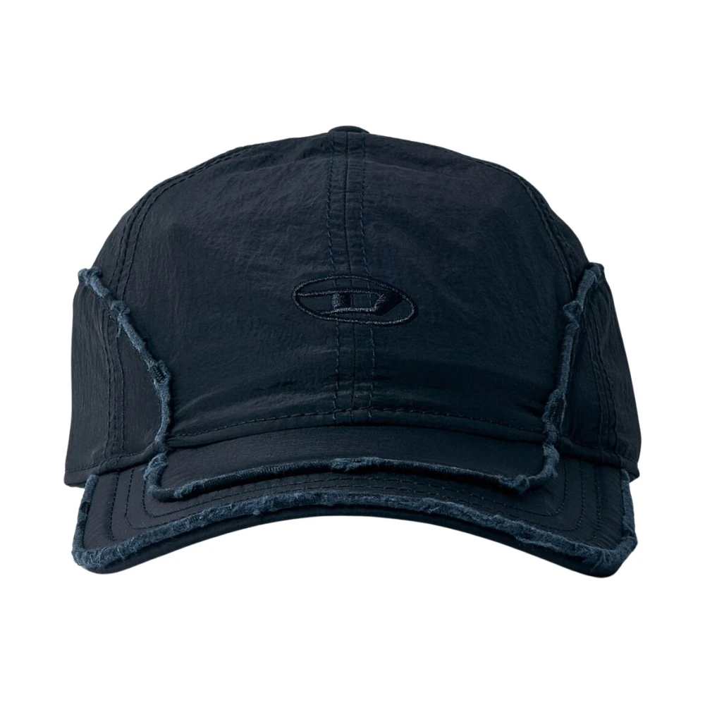 Diesel Baseballpet met verweerd logo Made in Italy Black Heren