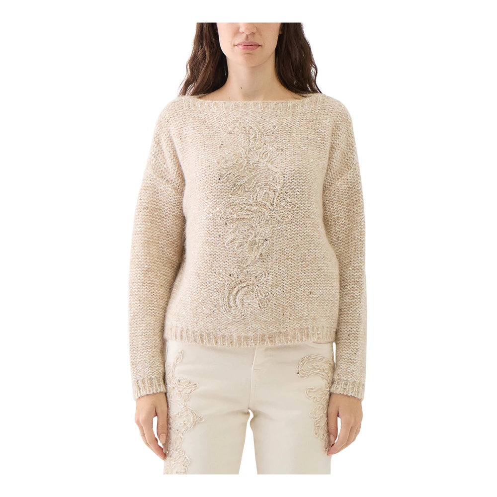 Ermanno Scervino Alpaca Pailletten Trui Beige Dames