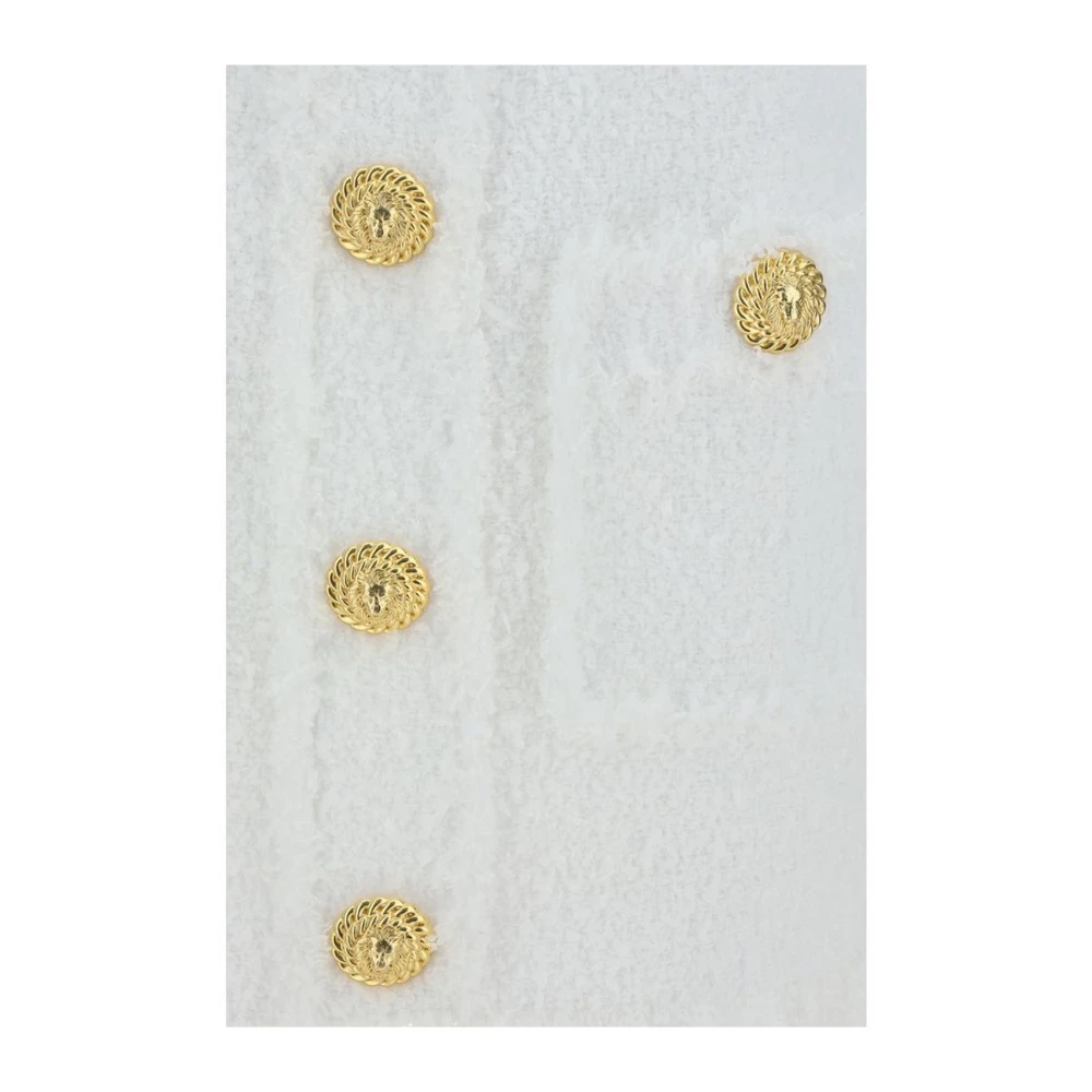 Balmain Mini Rok met Leeuwenkop Detail White Dames