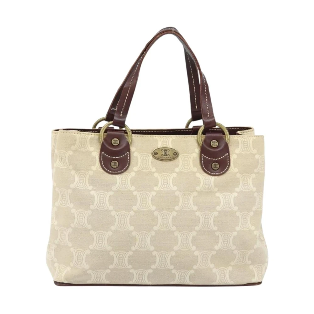 Celine Vintage Women's Beige Pre-Owned Monogram Canvas Tote Bag